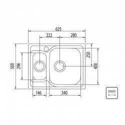 CUBA SOBREPOR TRAMONTINA 1 CUBA E AUXILIAR EM ACO INOX ACETINADO 62X50CM COM VALVULA MAREA 1.5C 34