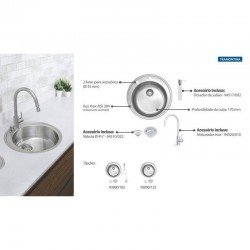 CUBA SOBREPOR INOX RED.48AC 2FUROS C/ACESSORIOS