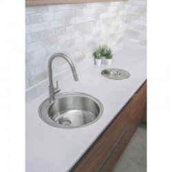 CUBA SOBREPOR INOX RED. 48CM COM VALVULA  38FX