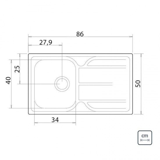 CUBA SOBREPOR TRAMONTINA EM ACO INOX 86X50CM COM ESCORREDOR E VALVULA  MAREA 34