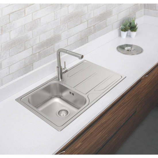 CUBA SOBREPOR TRAMONTINA EM ACO INOX 86X50CM COM ESCORREDOR E VALVULA  MAREA 34