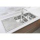 CUBA SOBREPOR TRAMONTINA EM ACO INOX ACETINADO 116X50CM COM ESCORREDOR E VALVULA MAREA 2C 34PLUS