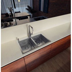 CUBA SOBREPOR DESIGN COLLECTION QUADRUM FLUSH AÇO INOX ACAB SCOTCH BRITE 77X51 CM 2 CUBA TRAMONTINA