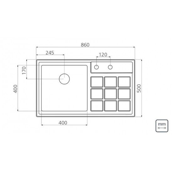 CUBA DE SOBREPOR DESIGN COLLECTION QUADRUM EM AÇO INOX ACABAMENTO SCOTCH BRITE 86X50 CM TRAMONTINA