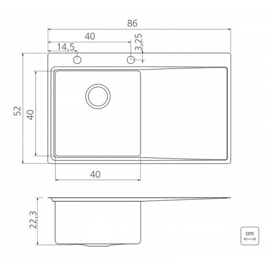 CUBA DE SOBREPOR DESIGN COLLECTION SMOOTH 1C 40 EX AÇO INOX ACABAMEN SCOTCH BRITE 86X52CM TRAMONTINA