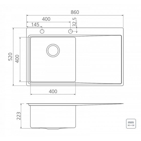 CUBA DE SOBREPOR DESIGN COLLECTION SMOOTH 1C 40 EX AÇO INOX ACABAMEN SCOTCH BRITE 86X52CM TRAMONTINA