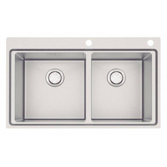 CUBA DE SOBREPOR DESIGN COLLECTION SMOOTH 2C 40 AÇO INOX ACAB SCOTCH BRITE 86X52CM 2 CUBA TRAMONTINA