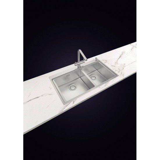 CUBA DE SOBREPOR DESIGN COLLECTION SMOOTH 2C 40 AÇO INOX ACAB SCOTCH BRITE 86X52CM 2 CUBA TRAMONTINA