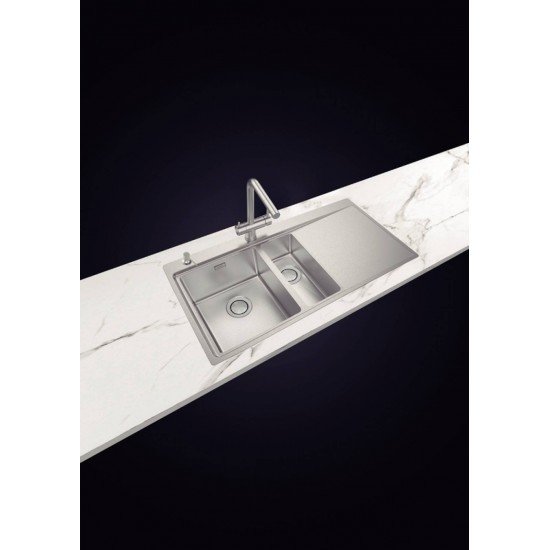 CUBA DE SOBREPOR DESIGN COLLECTION SMOOTH 1.5C 34 EX EM AÇO INOX COM ACABAMENTO SCOTCH BRITE 100X52