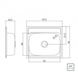 CUBA SOBREPOR TRAMONTINA EM ACO INOX ACABAMENTO PRE POLIDO 63X56CM CALIFORNIA 25 FX