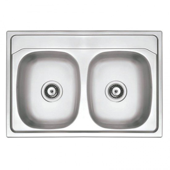 CUBA SOBREPOR TRAMONTINA 2 CUBAS EM ACO INOX PRE POLIDO 84X56CM COM VALVULA CALIFORNIA 2C 33 PLUS FX