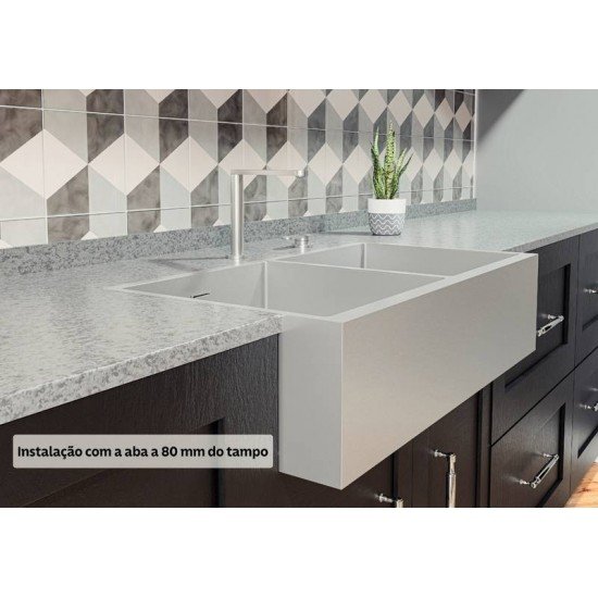 CUBA TRAMONTINA DESIGN COLLECTION QUADRUM FARM 2C 40 COM ACABAMENTO SCOTCH BRITE E 2 CUBAS