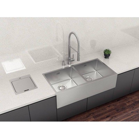 CUBA TRAMONTINA DESIGN COLLECTION QUADRUM FARM 2C 40 COM ACABAMENTO SCOTCH BRITE E 2 CUBAS