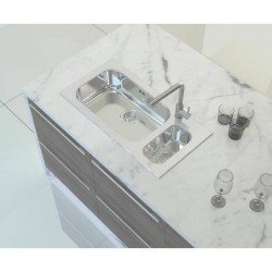 CUBA SOBREPOR TRAMONTINA  ACO INOX COM TAMPO DE VIDRO BRANCO 86X44 1C1/2