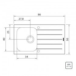 CUBA SOBREPOR TRAMONTINA ACO INOX COM TAMPO DE VIDRO BRANCO 86X50 1C