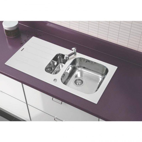 CUBA SOBREPOR TRAMONTINA ACO INOX COM TAMPO DE VIDRO BRANCO 100X50 1C1/2