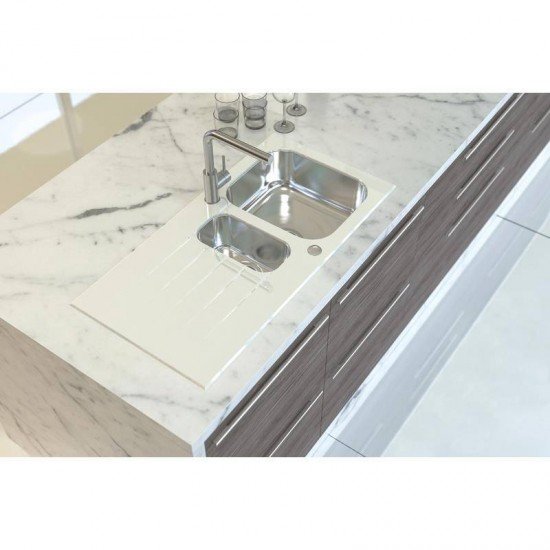 CUBA SOBREPOR TRAMONTINA ACO INOX COM TAMPO DE VIDRO BRANCO 100X50 1C1/2