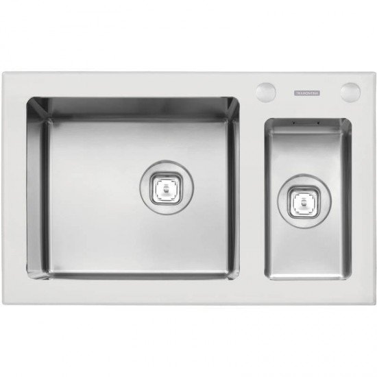 CUBA SOBREPOR ACO INOX COM TAMPO DE VIDRO BRANCO  71X44 1.5C TRAMONTINA