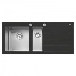 CUBA SOBREPOR ACO INOX COM TAMPO DE VIDRO PRETO  116X52 1.5C TRAMONTINA