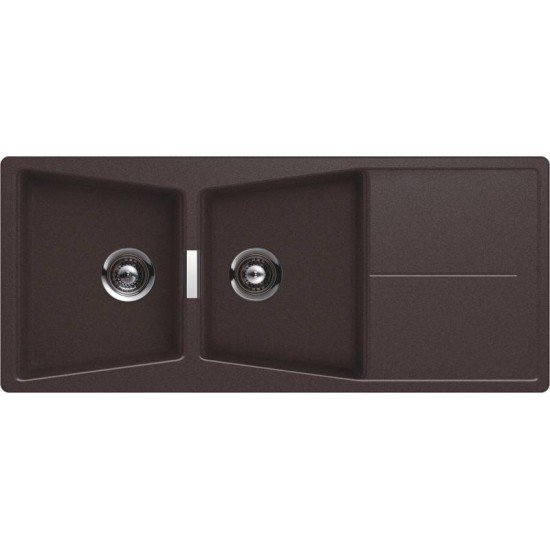 CUBA DE SOBREPOR SYNTESIS 2 CUBAS EM QUARTZO CARBONIUM COM VALVULA TRAMONTINA