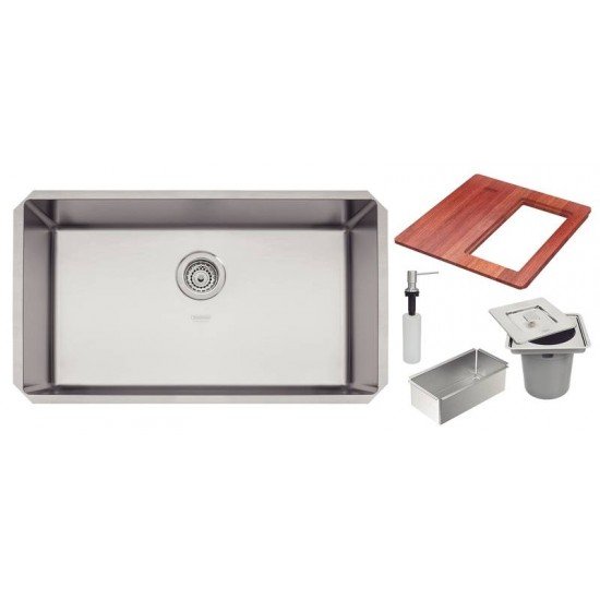 CUBA EM AÇO INOX 70X40CM COM DOSADOR DE SABAO, TABUA, CESTO E LIXEIRA TRAMONTINA