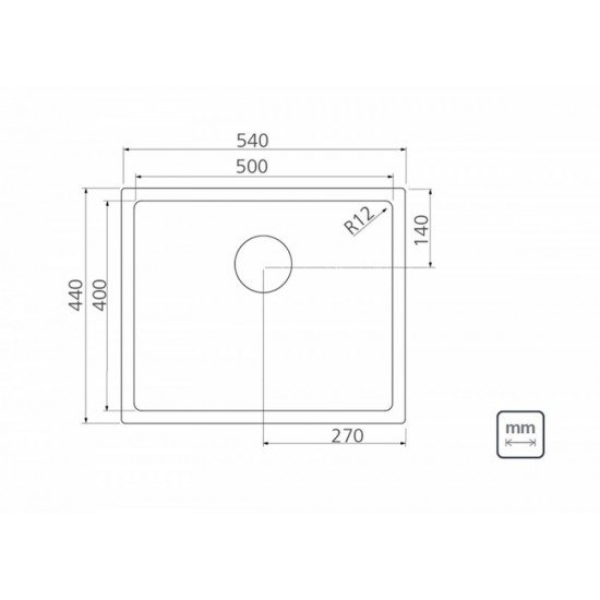 CUBA DESIGN COLLECTION QUADRUM EM AÇO INOX COM ACABAMENTO SCOTCH BRITE 50X40 CM TRAMONTINA