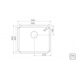 CUBA DEBUTIR DESIGN COLLECTION QUADRUM UNDERMOUNT AÇO INOX ACAB SCOTCH BRITE 50U 50X40 CM TRAMONTINA
