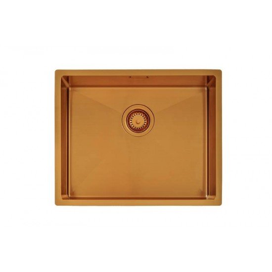 CUBA DESIGN COLLECTION QUADRUM EM AÇO INOX COM REVESTIMENTO PVD GOLD 50X40 CM TRAMONTINA