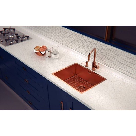 CUBA DESIGN COLLECTION QUADRUM EM AÇO INOX COM REVESTIMENTO PVD ROSE GOLD 50X40 CM TRAMONTINA