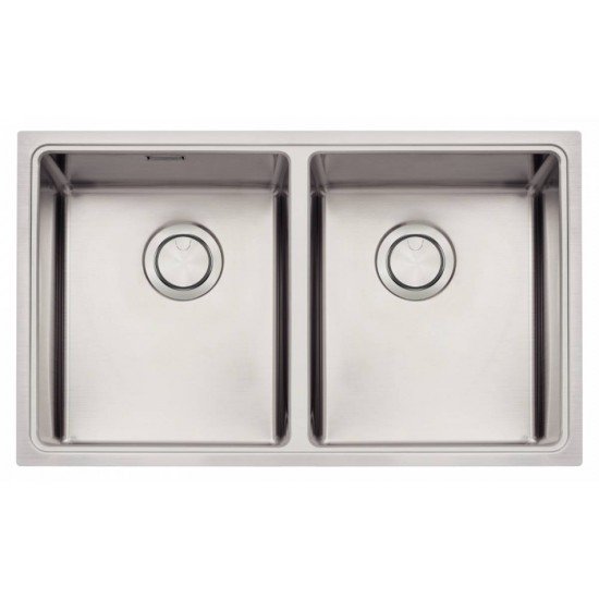 CUBA DESIGN COLLECTION QUADRUM EM AÇO INOX COM ACABAMENTO SCOTCH BRITE 77X46 COM 2 CUBAS TRAMONTINA