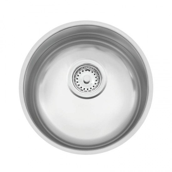 CUBA REDONDA TRAMONTINA EM ACO INOX ACETINADO 30CM  BL COM VALVULA