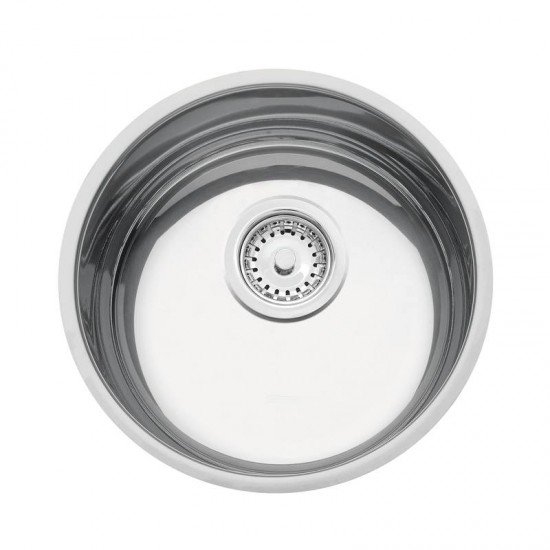 CUBA REDONDA TRAMONTINA EM ACO INOX ALTO BRILHO 30CM  BL COM VALVULA