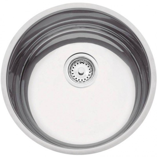 CUBA REDONDA TRAMONTINA EM ACO INOX ACETINADO 38CM BL COM VALVULA