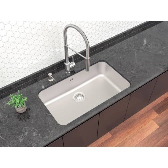 CUBA DE EMBUTIR TRAMONTINA DORA 70 BL R6 EM AÇO INOX ACETINADO E VÁLVULA COM ESCAPE