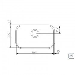 CUBA RETANGULAR TRAMONTINA EM ACO INOX ACETINADO 47X30CM BL COM VALVULA