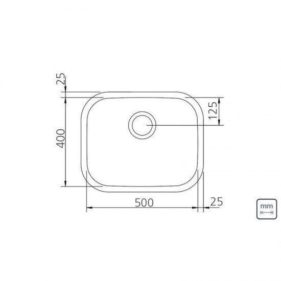 CUBA EM ACO INOX ACETINADO 50X40CM COM VALVULA  MAXI CUBA 50 BS
