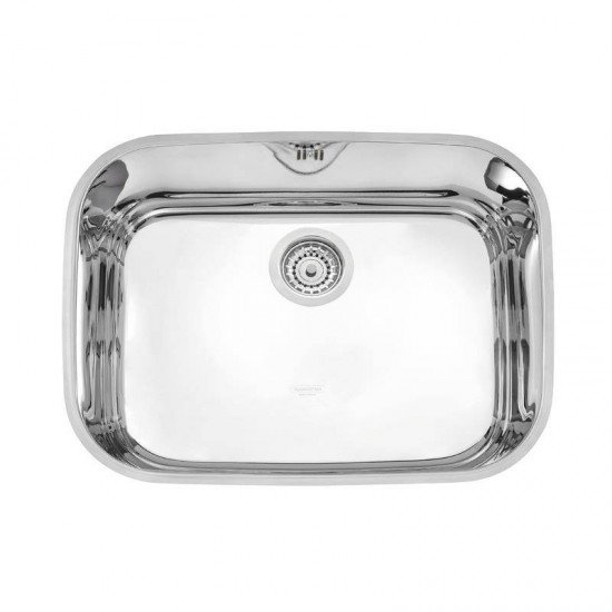 CUBA RETANGULAR EM ACO INOX ALTO BRILHO 48X34CM  COM VALVULA COM ESCAPE 48 BL