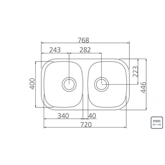 CUBA RETANGULAR EM ACO INOX ACETINADO 72X40CM COM VALVULA COM ESCAPE 2C 34 BL