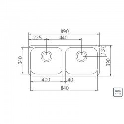 CUBA RETANGULAR EM ACO INOX ALTO BRILHO 84X34CM COM VALVULA 2C 40 BL
