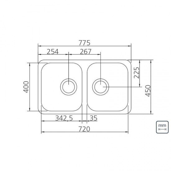 CUBA RETANGULAR EM ACO INOX ACETINADO 72X40CM COM VALVULA 2C 34 BL