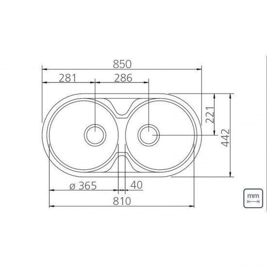 CUBA REDONDA EM ACO ACETINADO 84X44CM COM VALVULA 2C 36 BS