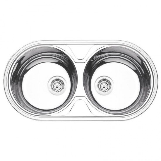 CUBA REDONDA EM ACO ALTO BRILHO 84X44CM COM VALVULA COM ESCAPE 2C 36 BS