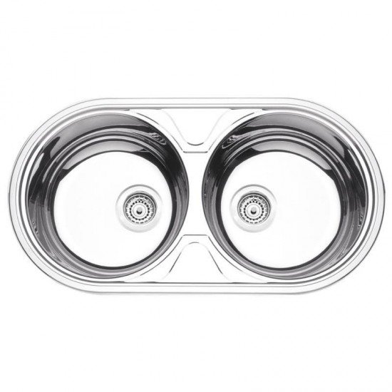 CUBA REDONDA EM ACO ALTO BRILHO 84X44CM COM VALVULA COM ESCAPE 2C 36 BS