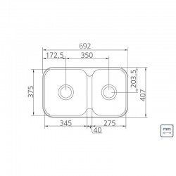 CUBA RETANGULAR EM ACO INOX POLIDO 69X40CM PLUS 2C 34-28 BS