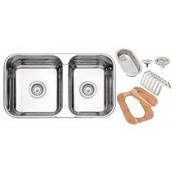 CUBA EM AÇO INOX, 2 VALVULAS, CESTO COADOR, TABUA E ESCORREDOR TRAMONTINA