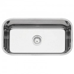 CUBA RETANGULAR EM ACO INOX POLIDO 56X34CM COM VALVULA 56 BL