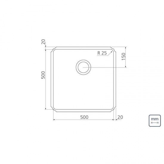 CUBA PROFISSIONAL EM ACO INOX 50X50CM DRITTA PRO COM VALVULA