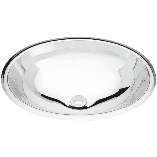 LAVABO OVAL DE SOBREPOR EM ACO INOX ALTO BRILHO 44X31CM