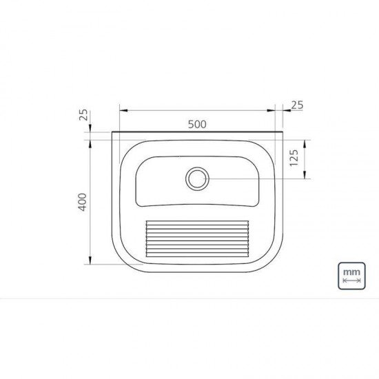 TANQUE DE PAREDE EM ACO INOX ACETINADO 50X40CM COM VALVULA