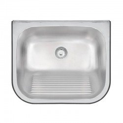 TANQUE DE PAREDE EM ACO INOX ACETINADO 50X40CM COM VALVULA
